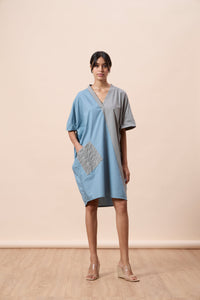 Avery Dress - Stone Blue & Storm Grey